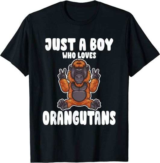 Just A Boy Who Loves Orangutan Primatology Animal Lover T Shirt