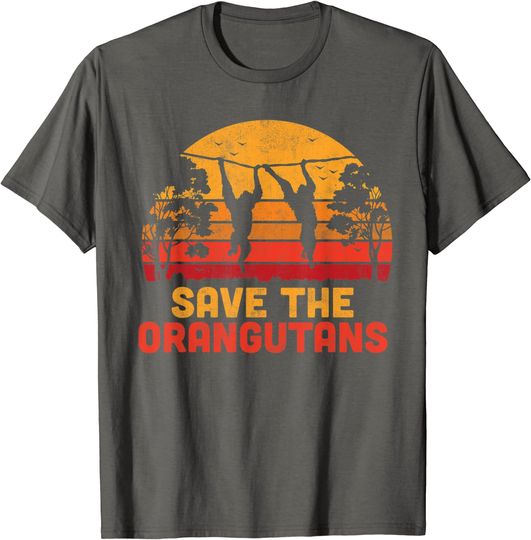 Save Orangutans Shirt Vintage Retro Color Distressed T Shirt