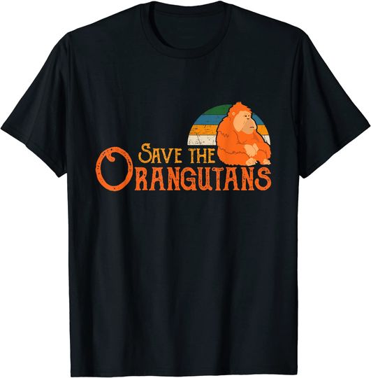 Save The Orangutans Retro Vintage Cool Wildlife T Shirt