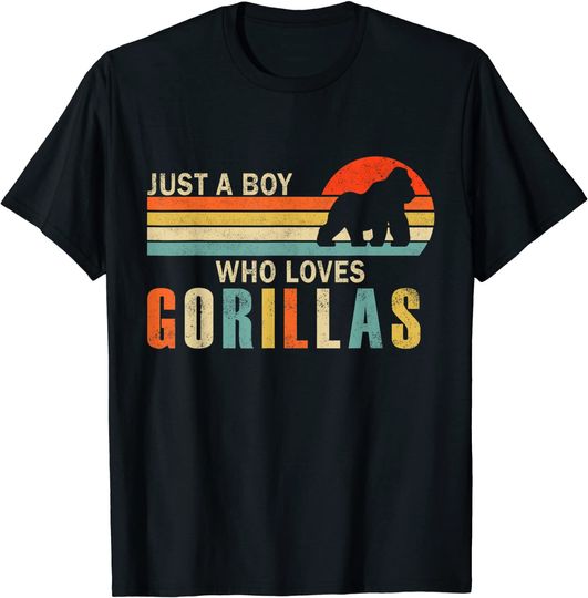 Just A Boy Who Loves Gorillas Vintage T Shirt