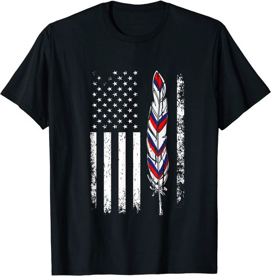 American Flag Native Tribe Feather Pride T-Shirt
