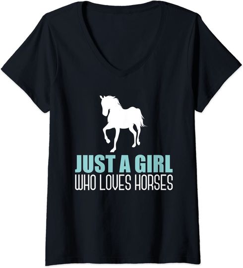 Just A Girl Who Loves Horses Equestrian Girls V-Neck T-Shirt