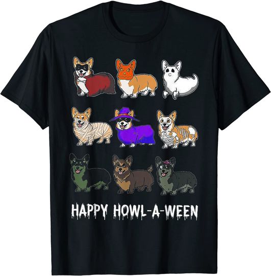 Happy Howl-o-ween Funny Corgi Dog T-Shirt