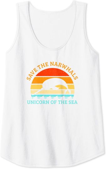 Vintage Save The Narwhal Sea Unicorn Enchanted Tank Top