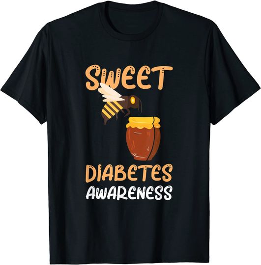 Cute Honey Bee Sweet Diabetes Awareness Support Diabetic T-Shirt