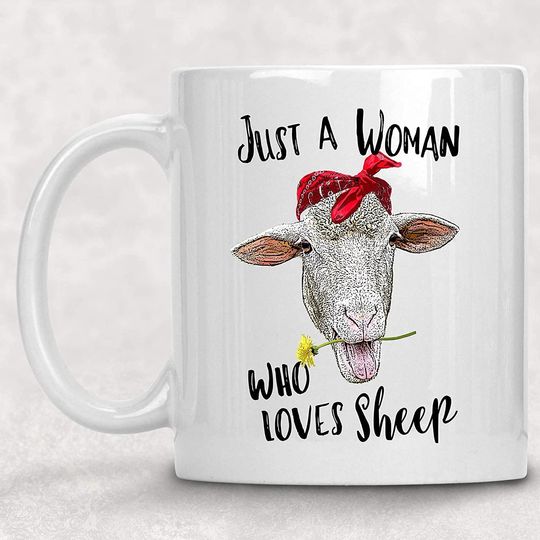 Just a Woman Who Loves Sheep Watercolor Floral Farm Life Coffee Cup Mug
