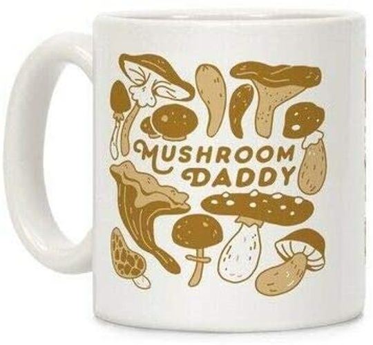 Large Coffee Mugs, Ceramic Cup Mushroom Daddy Fungi Mushroom Lover Daddy White Cup