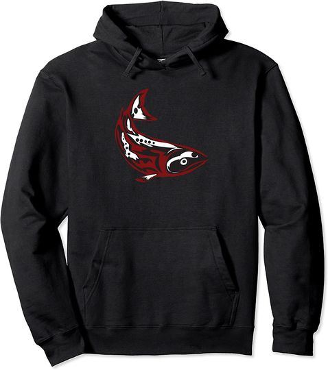 Native American Salmon Fish Totem Tribal Pacific Coast Tribe Pullover Hoodie