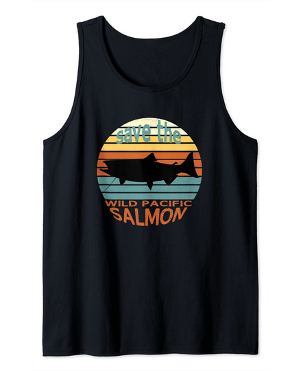 Salmon Save the Wild Pacific Salmon Retro Vintage Tank Top