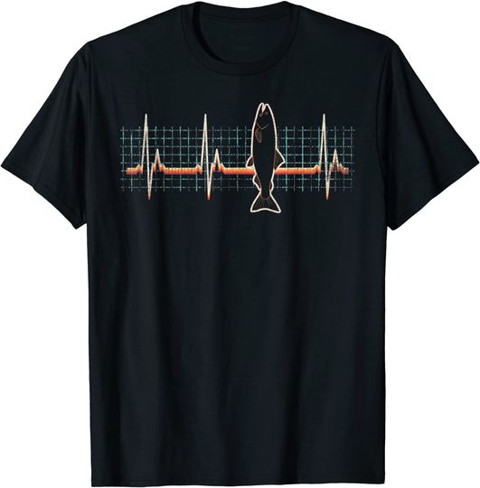 Salmon Fish Retro Heartbeat Vintage 80s T-Shirt