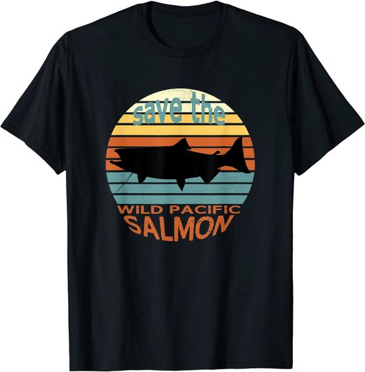 Salmon Save the Wild Pacific Salmon Retro Vintage T-Shirt