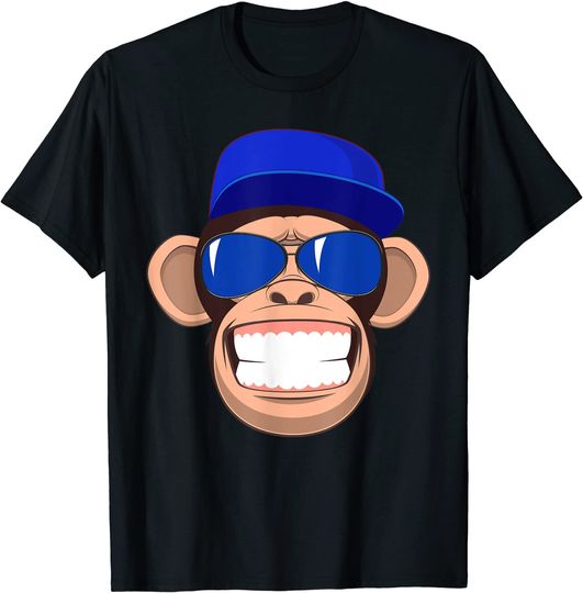 Monkey Face Humor Gorilla Chimpanzee Sunglasses T Shirt