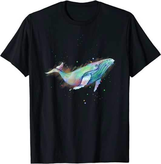 Rainbow Watercolor Whale T Shirt