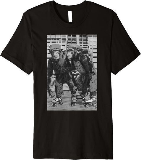 Roller Skate Monkey Chimpanzee Vintage Chimp Funny Monkey Premium T-Shirt