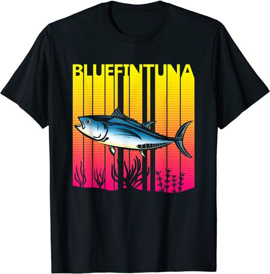 1980s Retro Bluefin Tuna Fish Fishing Fisherma Lover T Shirt