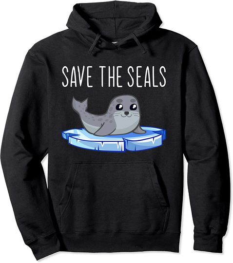Save The Seals Lover Animal Activist Cute Baby Slogan Phrase Pullover Hoodie