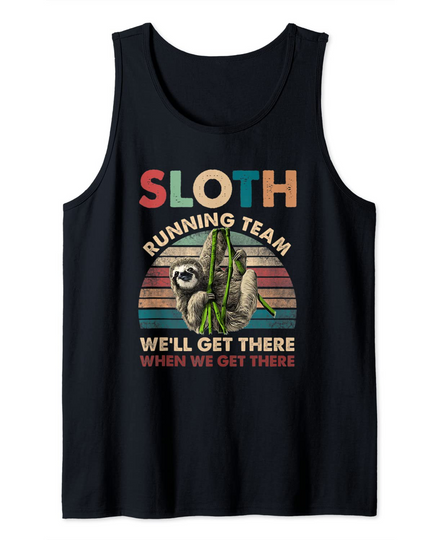 Funny Vintage Sloth Running Team Marathon Runners Jogging Tank Top