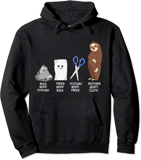 Rock Paper Scissors Sloth Pun Clothing Outfit Gift Sloth Pullover Hoodie