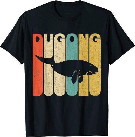 Vintage Retro Style Dugong Silhouette T Shirt