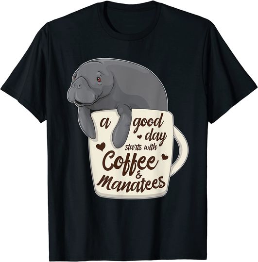 Dugong Manatee In Coffee Mug Cute Cappuccino Sea Cow T Shirt