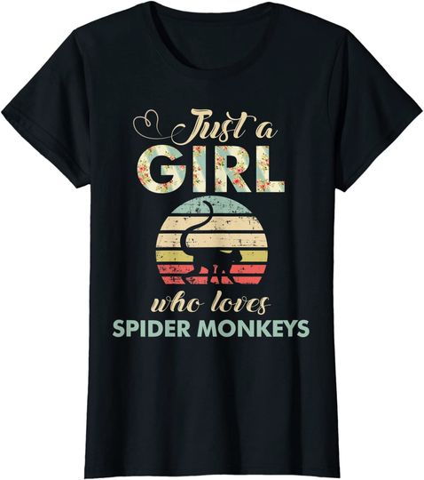 Just A Girl Who Loves Spider Monkeys Funny Primatologist T Shirt