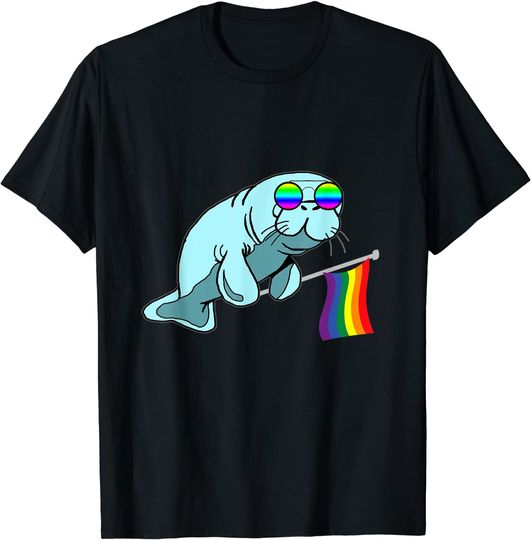 Gay Pride Manatee Sea Cow Dugongidae Rainbow T Shirt