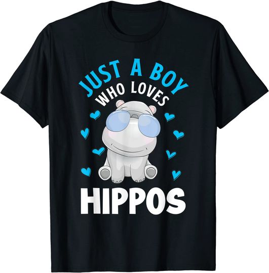 Just A Boy Who Loves Hippos Hippopotamus Hippo T Shirt