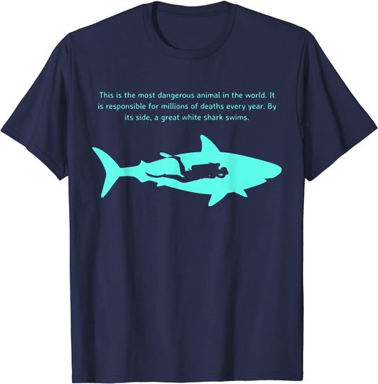 Dangerous Animal Scuba Diver Great White Shark T Shirt