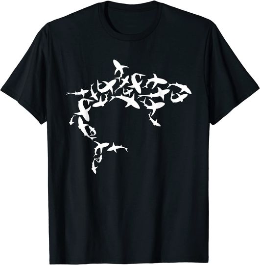 Great White Shark Graphic Silhouette T Shirt