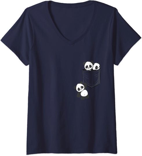 Kawaii Baby Pandas In Pocket T Shirt
