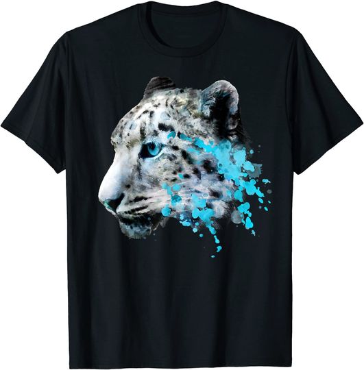 Watercolor Snow Panther Leopard Artsy Cougar T Shirt