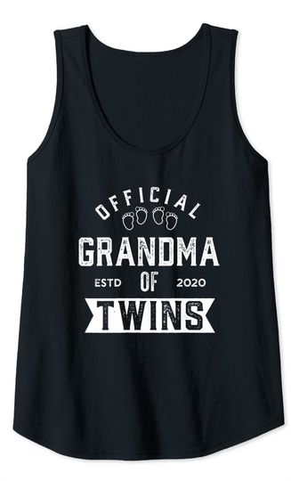 Twin Grandma 2020 Funny New Daddy of Twins Baby Announcement Tank Top