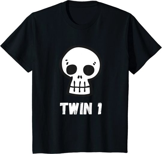 Sugar Skull Twin 1 Day of Dead Identical Fraternal T-Shirt