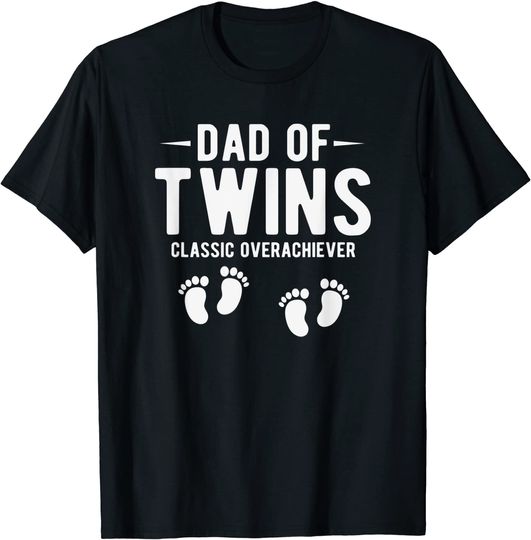 Mens Funny Dad Of Twins Classic Overachiever Twins Retro New Dad T-Shirt