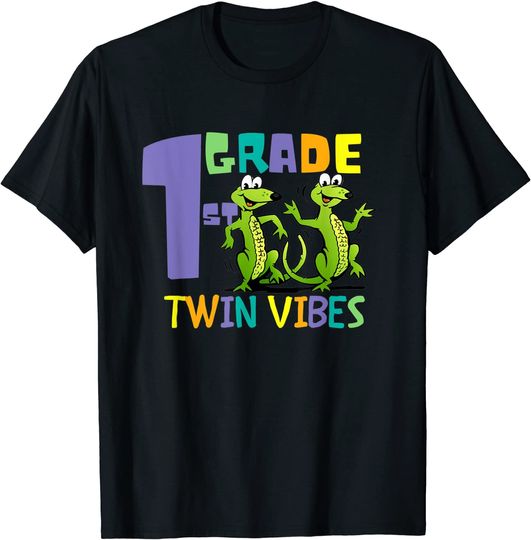 Twins Crush 1st Grade Alligator Crocodile Back to School T-Shirt