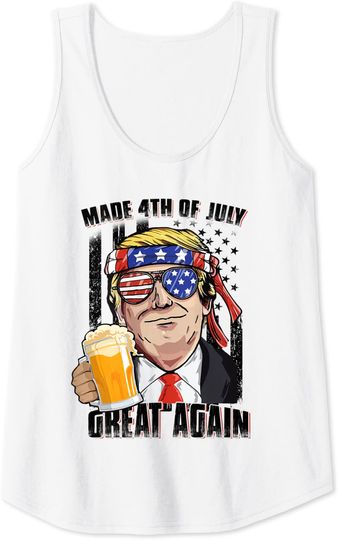 make 4th of July great again funny trump men drinking beer Tank Top
