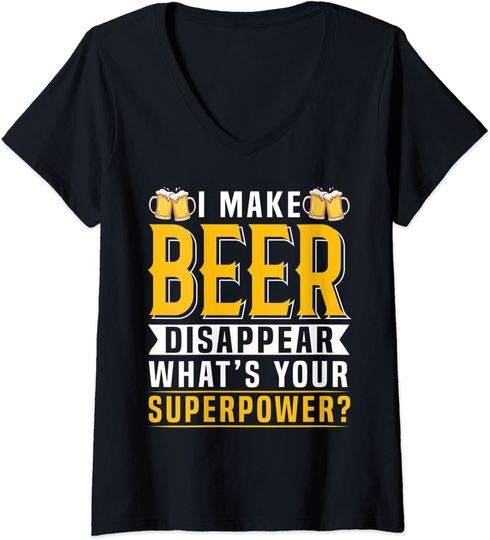 Make Beer Disappear What's Your Superpower Beer Lover V-Neck T-Shirt