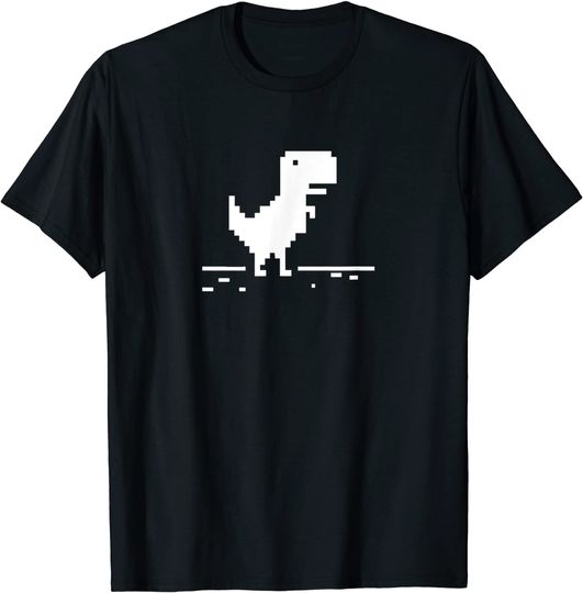 T-Rex Geek Dinosaur Pixel Art No Internet Connection T-Shirt