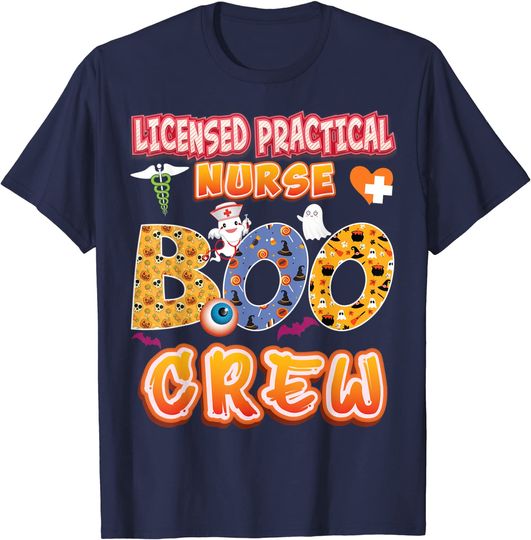 Licensed Practical Nurse Boo Crew Ghost Witch Halloween T-Shirt