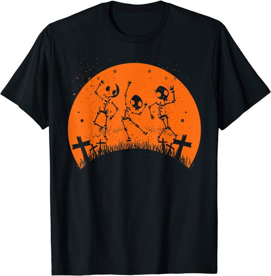 Skeleton Dance Macabre Vintage Retro Sunset Halloween 2021 T-Shirt