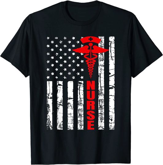 Patriotic American USA Flag Registered Nurse T Shirt