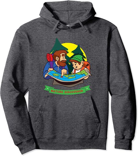 Daddy and Son Nature Discoverer Mountain Hiking Adventure Pullover Hoodie