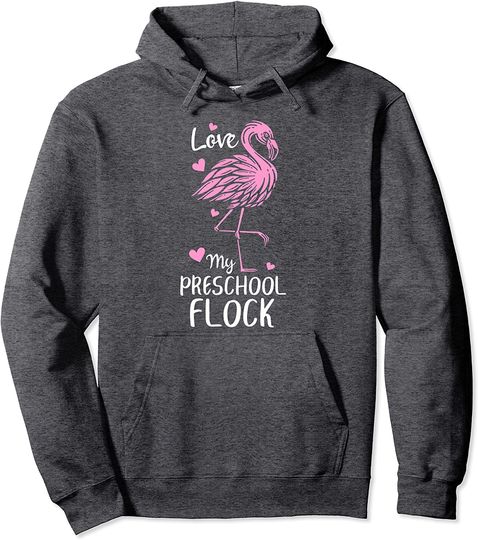 Love My Preschool Flock Flamingo Teachers Pullover Hoodie