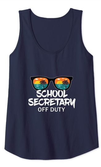 School Secretary Off Duty Teacher Sunglasses Beach Sunset Tank Top