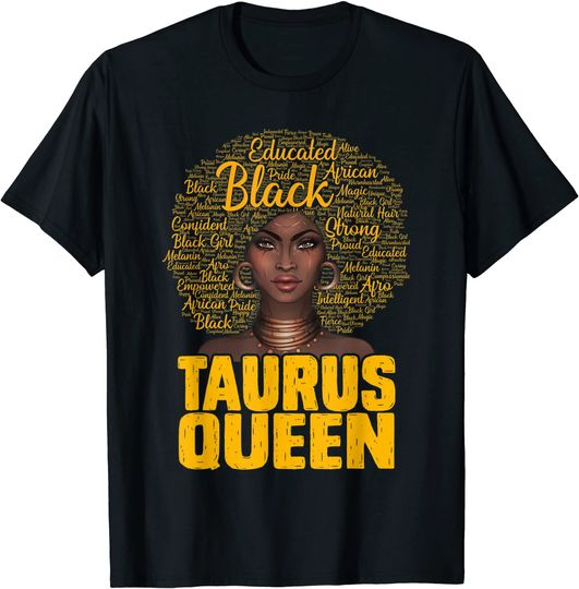 Taurus Queen Black Woman Afro Natural Hair African American T Shirt