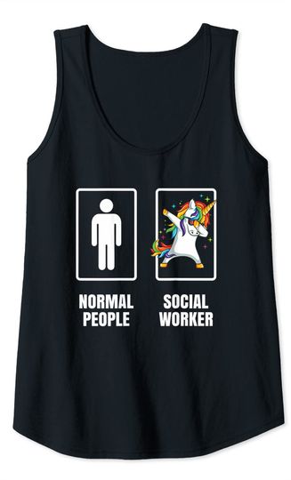 Dabbing Unicorn Social Worker Child Family Supporter Tank Top