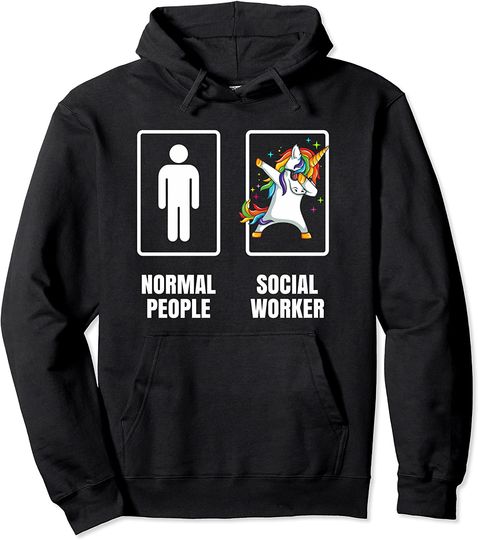 Dabbing Unicorn Social Worker Child Family Supporter Pullover Hoodie