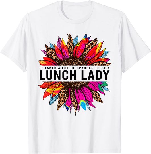Lunch Lady Leopard Tie Dye Sunflower 1st Day Of School Women T-Shirt