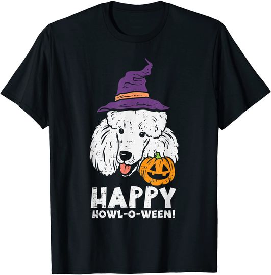 Poodle Witch Happy Howl O Ween Halloween Dog Men Women Kids T-Shirt