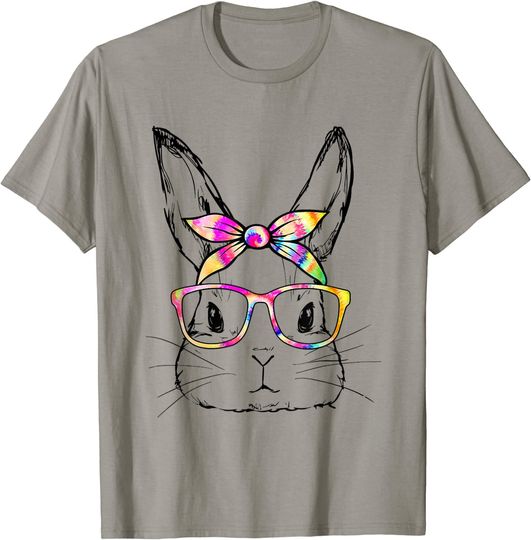 Bunny Face Tie Dye Glasses Easter Day T-Shirt